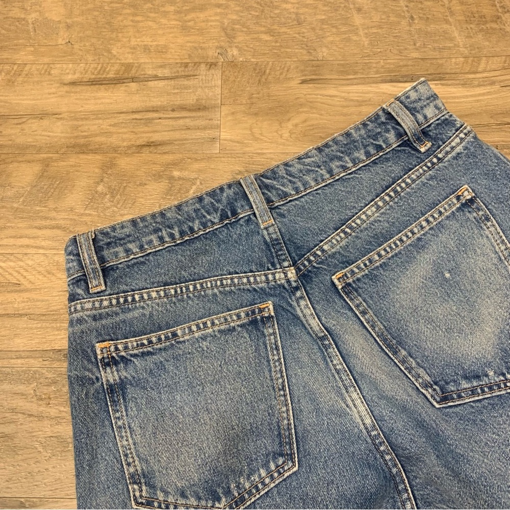 Zara The Grunge Pant Denim Distressed Jeans Raw Hem - Picture 3 of 7